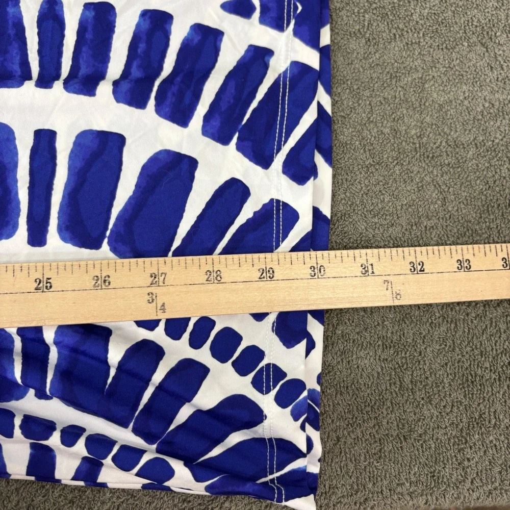 Trina Turk Swim Cover 4 Blue White Geometric Kimono Sleeve V-Neck Resort Beach